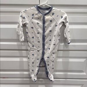 Polo by Ralph Lauren White and Blue Footies Soft Stretchy One Pieces